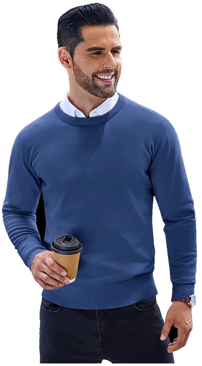 Currero Sweater Heren Sweaters Sweatshirt Hoodie Warme Trui Pullover Jumper Crewneck Vest Zee Blauw