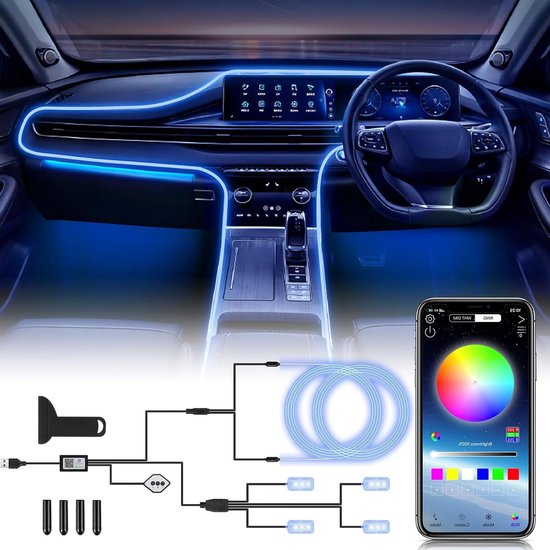 Auto Interieurverlichting - Sfeerverlichting LED - Romantische Sfeer Creëren - Muziek Gesynchroniseerd - 4 Meter Strip - RGB