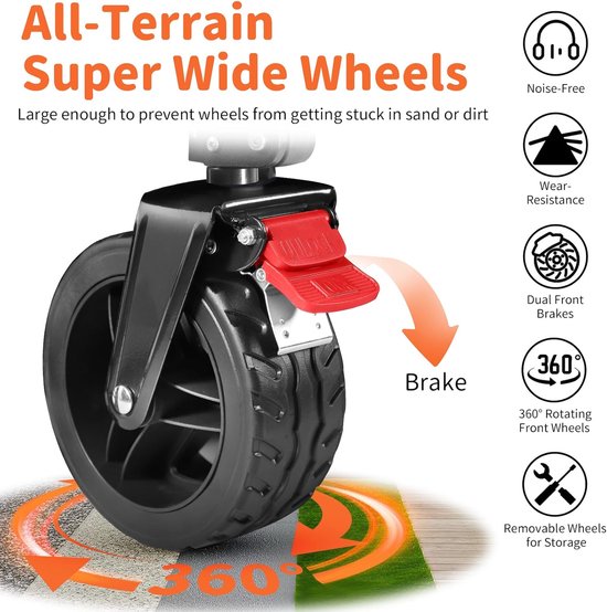 Inklapbare Handwagen - Vouwbare Kar - Outdoor Avonturen - Grote All-Terrain Wielen - 130L Capaciteit - Zwart — afbeelding 2