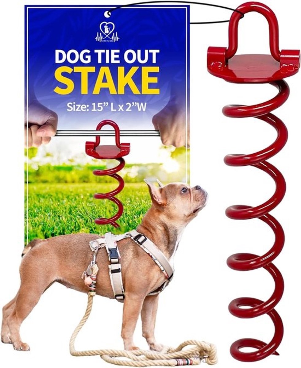 Hond Tie Out Stake - Heavy Duty Outdoor Grond Spiraal Anker met Draairing voor Kabel - Veilig voor Hond of Puppy in Tuin, Park, Camping of Strand
