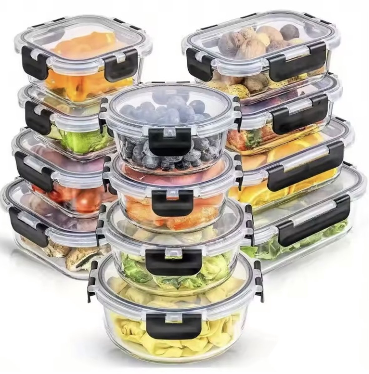 Meal Prep Bakjes - Bakjes - Met Deksel - 12 Delig - Voedselbewaarcontainer - Voor Koelkast - Magnetron Bestendig - Thuis