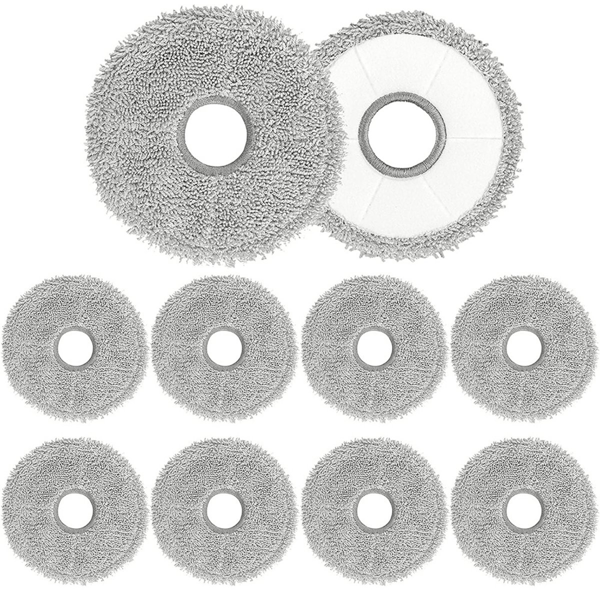 10-delige set dweildoeken voor Ecovacs Deebot T30 Pro Omni/T50 Omni, Pro/Max, N30 X5 - Accessoires voor robotstofzuigers - Ronde dweildoeken - 10 stuks - Grijs