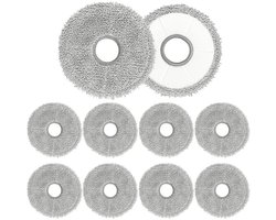 10-delige set dweildoeken voor Ecovacs Deebot T30 Pro Omni/T50 Omni, Pro/Max, N30 X5 - Accessoires voor robotstofzuigers - Ronde dweildoeken - 10 stuks - Grijs
