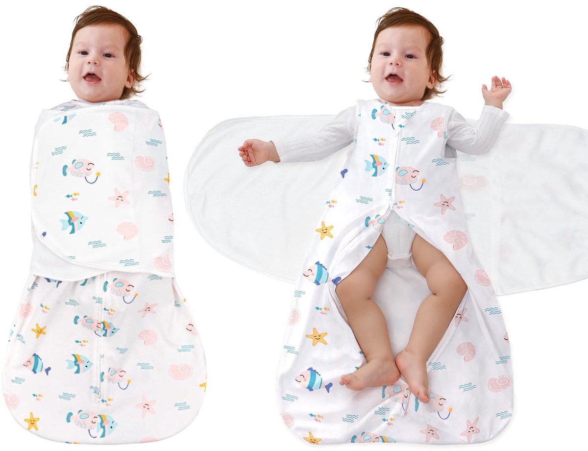 SnelShoppen - Babyslaapzak 1.0 TOG, 100% Katoenen Zomerslaapzak voor Baby's, Slaapzak 0-6/6-12 maanden, Ideaal voor warme nachten, Veilig en Comfortab