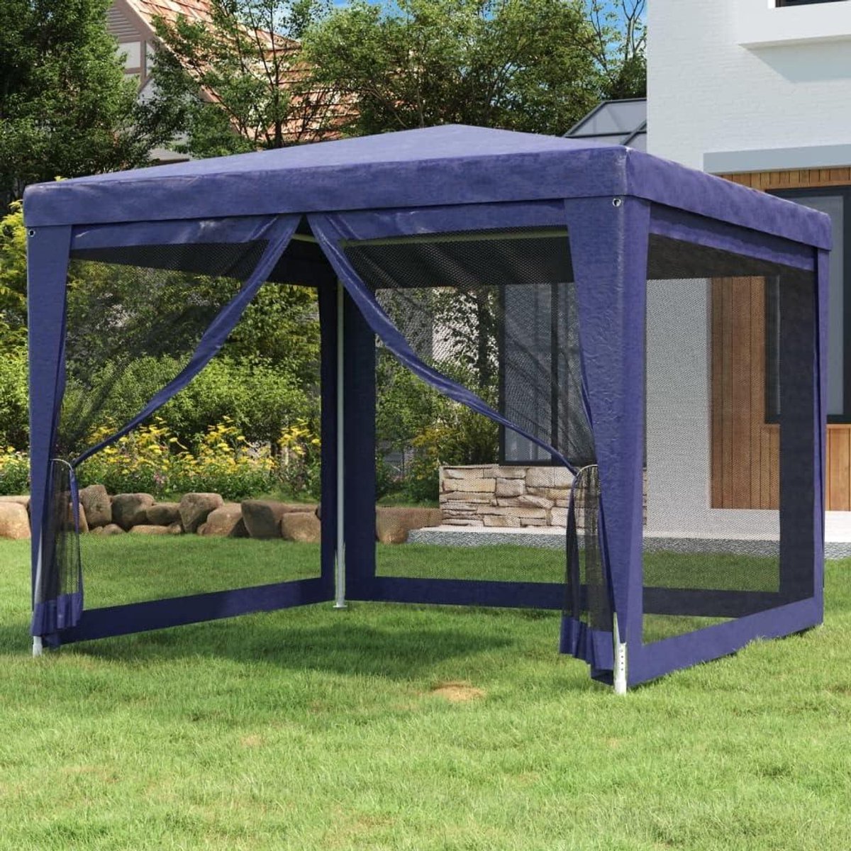 Partytent Blauw - Feesttent Paviljoen - Outdoor Feesten - Met Insectenwanden - 3 x 3 m - Blauw