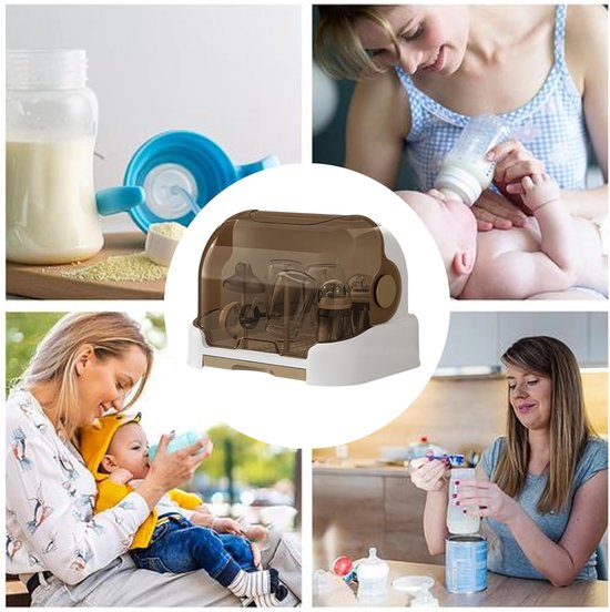 Flessendroger Opbergdoos - Droogrek Babyflessen - Flessen Organiseren - Stofdichte Beschermhoes - 265 x 264 x 265 cm - Bruin — afbeelding 5