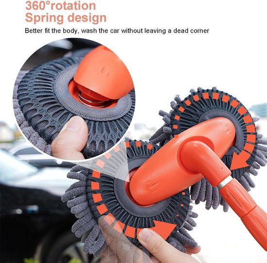 Autowasborstel Lange Steel - Autoreinigingsborstel Wasborstel - Auto Wassen - 360 Graden Draaibare Kop - 135 cm Intrekbaar - Niet gespecificeerd — afbeelding 5