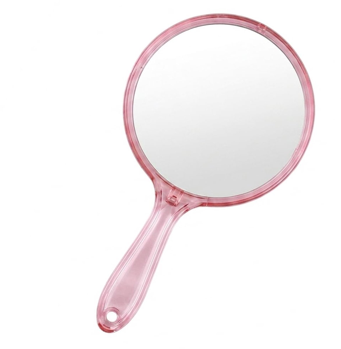 Dailygoods - Handspiegel Transparant Roze - Draagbare Make-Up Spiegel