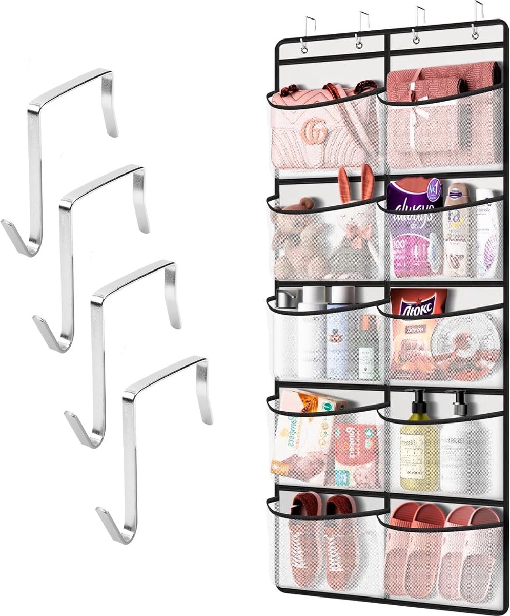 Dailygoods - Hanging Rack met 10 Mesh Pockets en 4 Haken - Opslagoplossing voor Huis en Kantoor