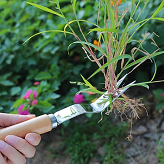 Handmatige Onkruidverwijderaar - Grasverwijderaar Tuingereedschap - Effectief Onkruid Wieden - Ergonomisch Comfortabele Grip - 27 cm - Zilver — afbeelding 3