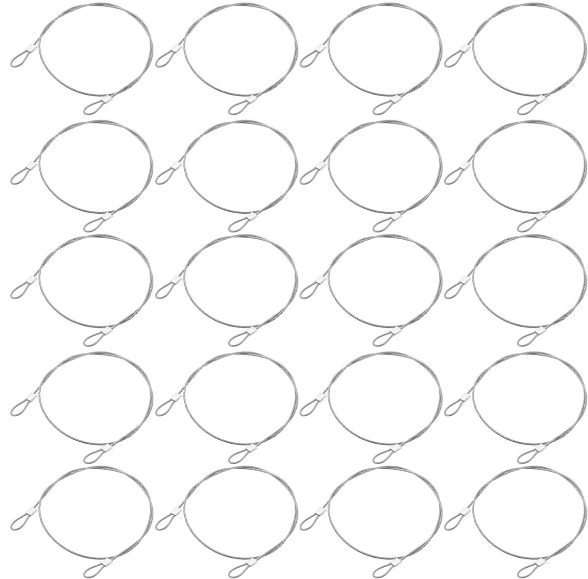 Dailygoods - Set van 20 Roestvrijstalen Lanyards - 20 cm met Veiligheidsringen