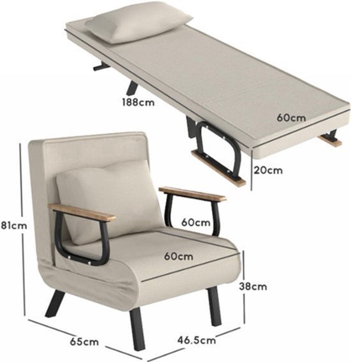 Loungestoel – Zetel – Fauteuil – Relaxstoel – Stoel – Verstelbare Rugleuning – Memory Foam