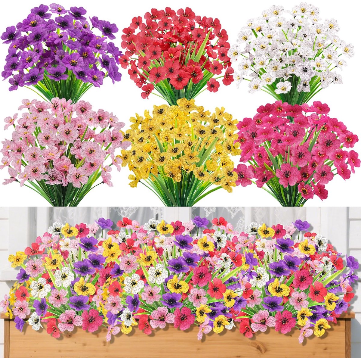 Dailygoods - 18 Bosjes Kunstbloemen - UV Bestendig en Weerbestendig