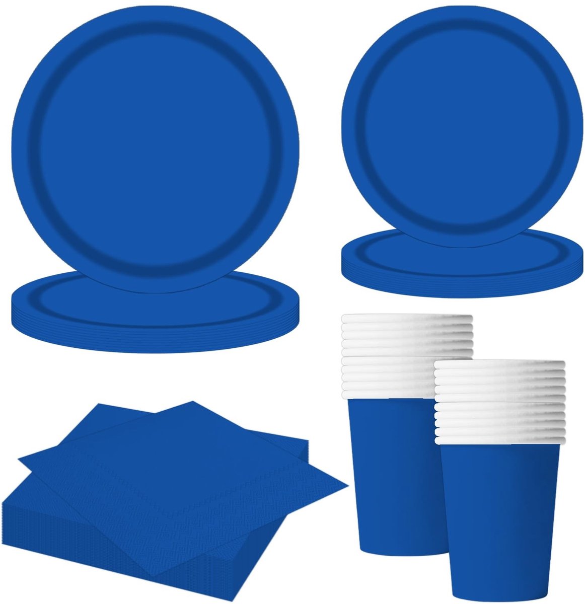Dailygoods - 68-delig donkerblauw feestservies - Voor verjaardagen en bruiloften