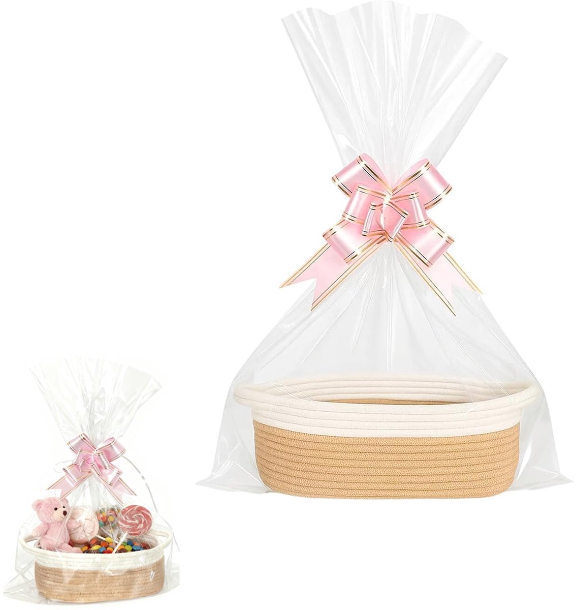 Dailygoods - Gevlochten Mand voor Geschenken - Lege Opbergmand met Cadeauzakjes