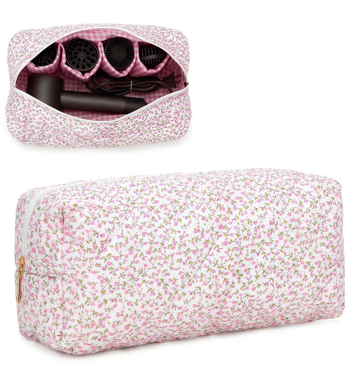 Dailygoods - Grote Opbergtas voor Dyson Airwrap en Airstrait - Toilettas met Bloemenpatroon