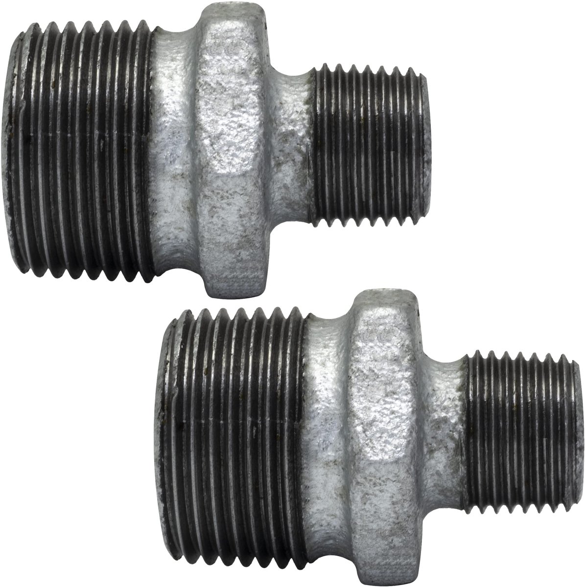 Dailygoods - Set van 2 Gegalvaniseerde Reducers - Mannelijke Schroefverbinding 1/2 inch x 1 inch