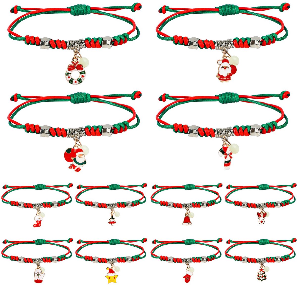 Dailygoods - 12 Kerstarmbanden - Adventskalender Sieraden voor de Feestdagen