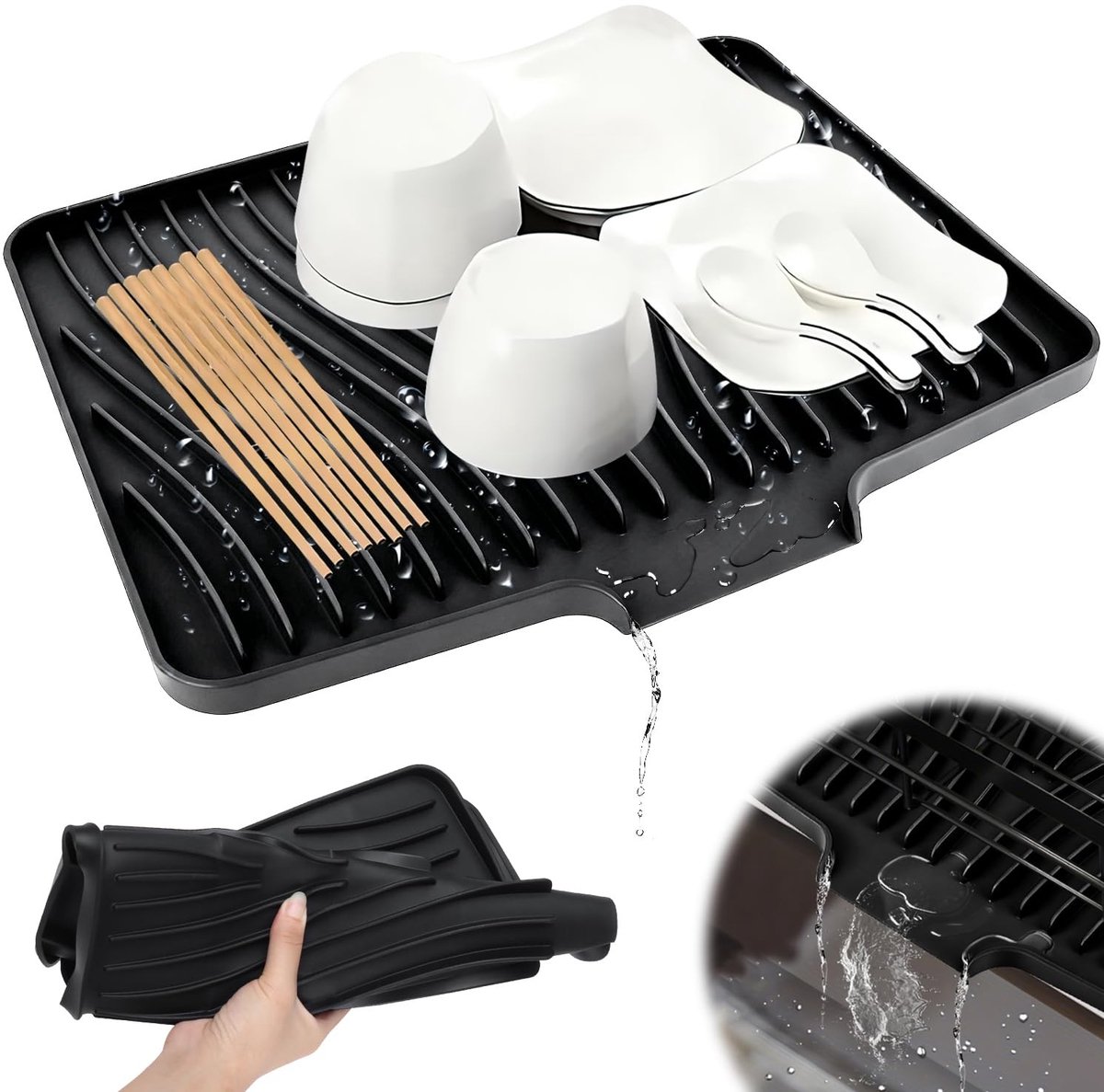 Dailygoods - Siliconen Afdruipmat voor Servies - 50 x 43 cm, Warmtebestendig en Antislip