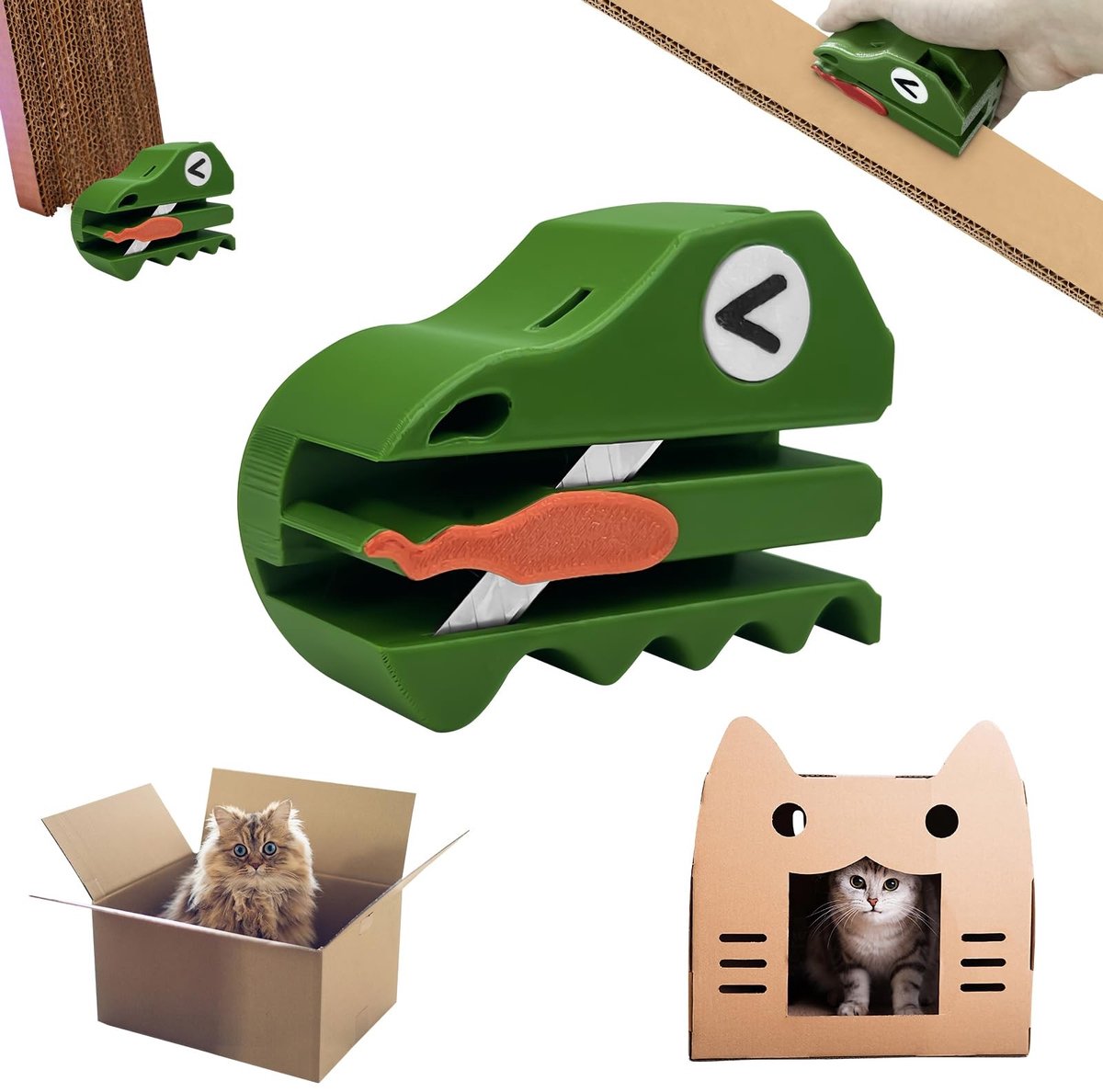Dailygoods- Kartonnen Snijder Elektrisch - Handheld Kartonnen Snijder - 3D Geprinte Snijder - Kattendieraccessoires - Innovatief Gereedschap - Voor Doe-Het-Zelf Kattenkrabbers - Kartonsnijder