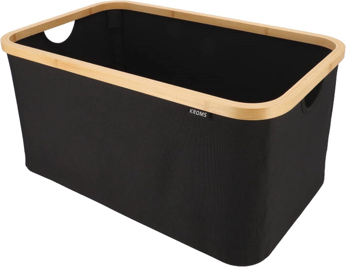 SnelShoppen - Opvouwbare Wasmand 45L - Zwarte Heupwasmand - Multi-functionele Opbergmand voor Wasgoed, Camping, Tuin en Kinderen