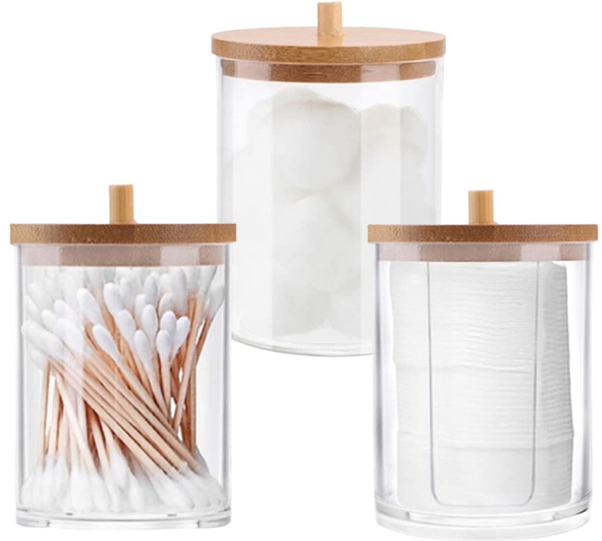 Dailygoods - Wattenstaafjes opbergen - 3-delige dispenser voor katoenen wattenschijfjes