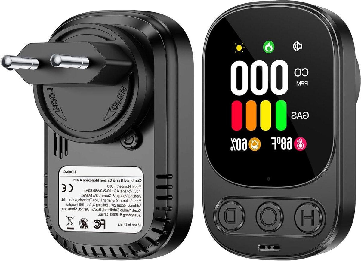 Gas Detector CO Alarm - Koolmonoxide Melder - Veiligheid Thuis - Dubbele Sensor - 2.1 Inch LCD - Zwart