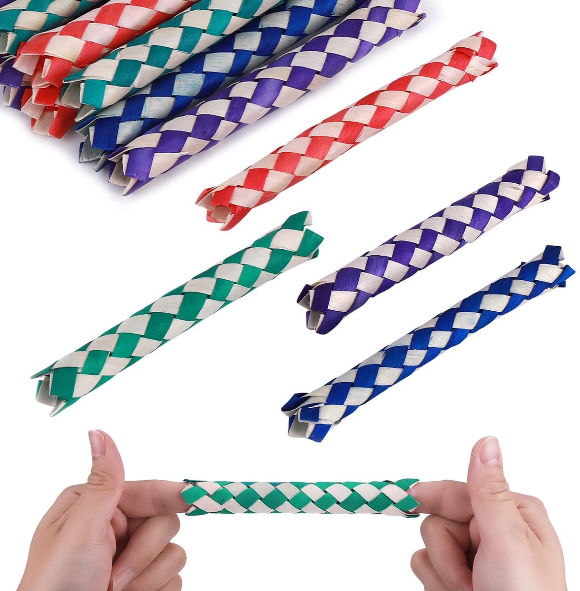 Dailygoods - 24 Stuks Chinese Vinger Traps - Klassieke Bamboo Spelletjes voor Verjaardagsfeestjes