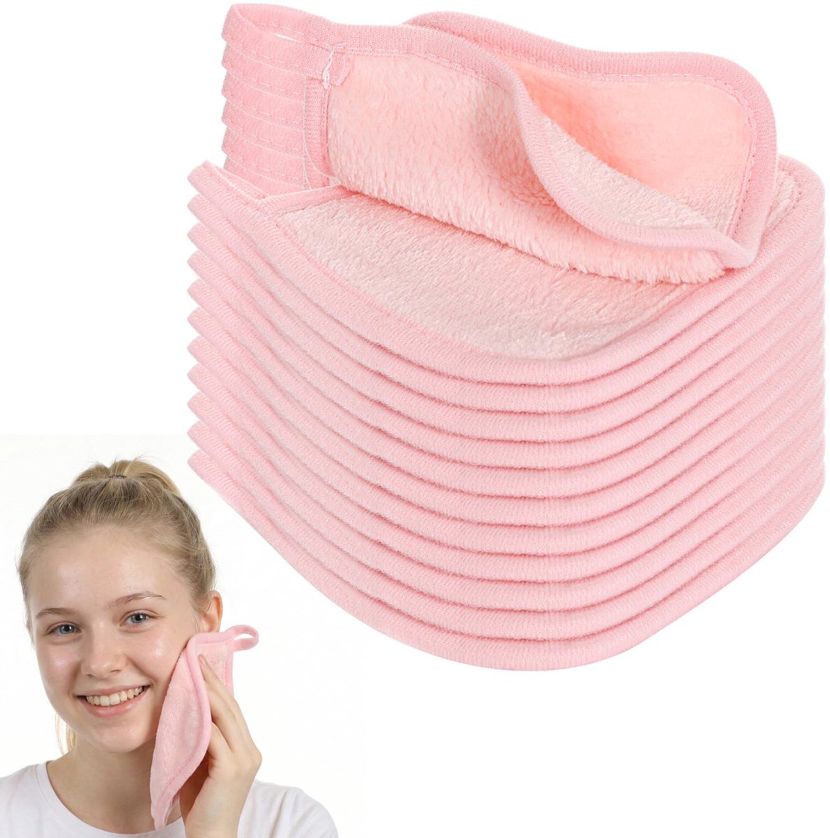 Dailygoods - 12 Stuks Wasbare Make-updoekjes - Ultrazachte Microvezel Make-up Remover voor Gezicht en Ogen
