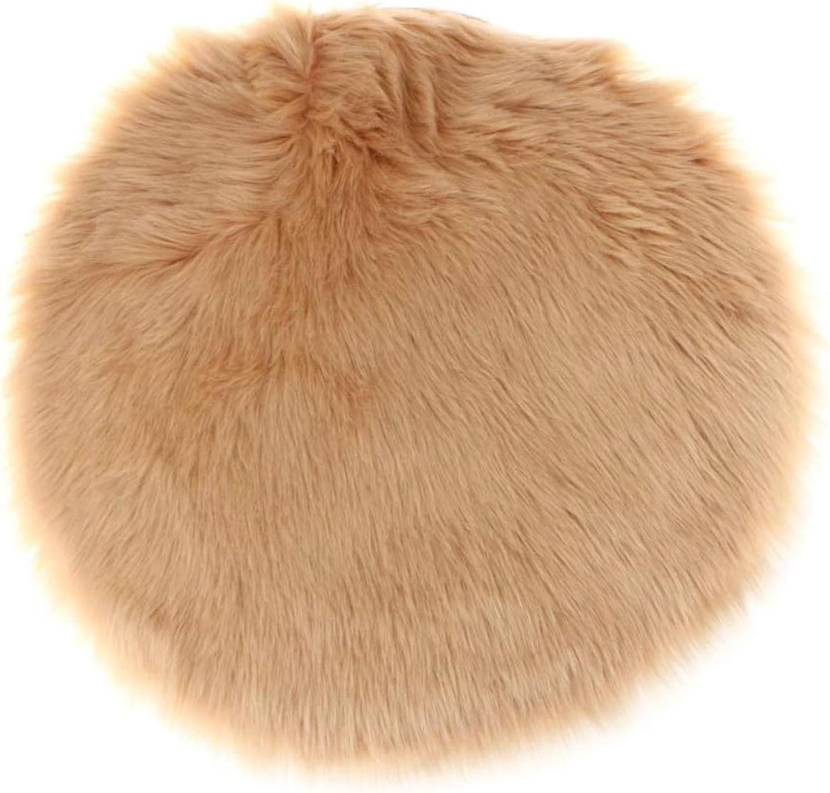 Rond Vachtkussen - Stoelkussen Tapijt - Comfort Verhogend - Lederlook Pluche - 70 cm - Bruin