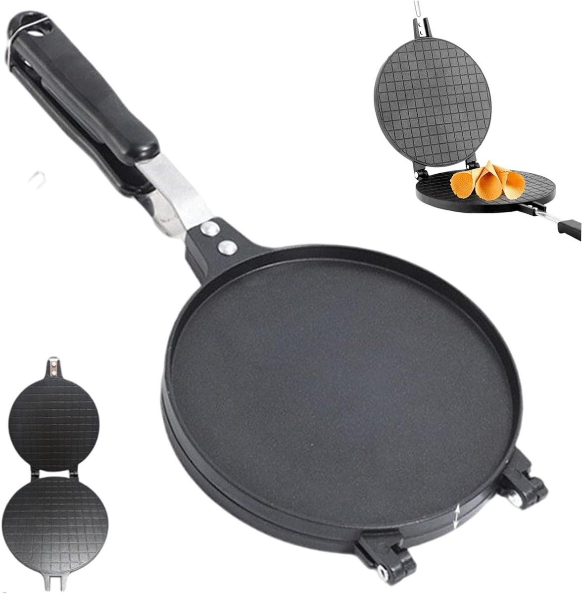 Apparaat voor Loempia's - Wafelmaker Kegelmaker - Desserts Maken - Antiaanbaklaag - 67 Inch Diameter - Zwart