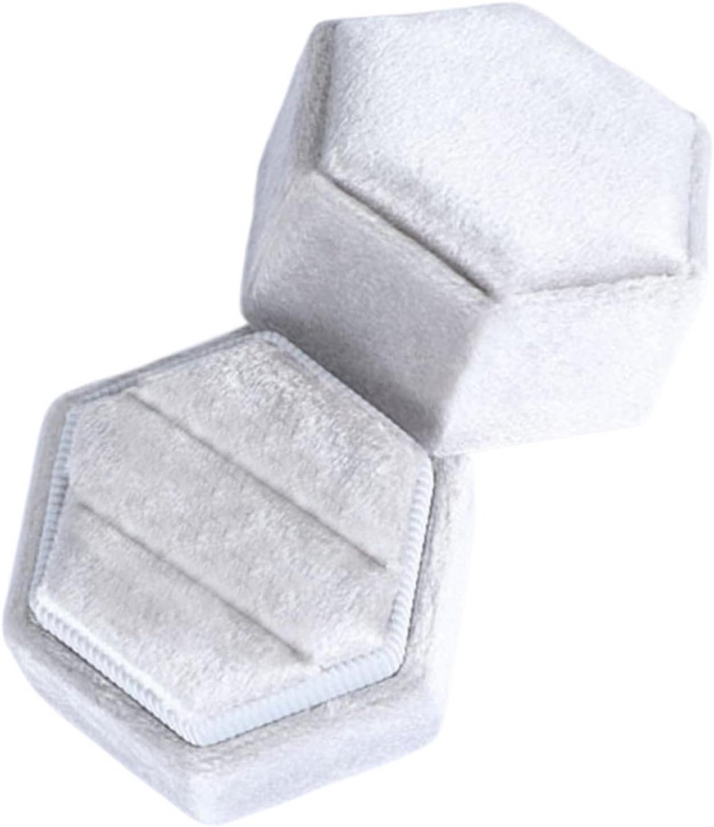 Ringendoosje Fluweel - Verlovingsring Doos - Sieraden Presenteren - Zeshoekige Vorm - 5.3 x 5.5 x 5.3 cm - Meerkleurig