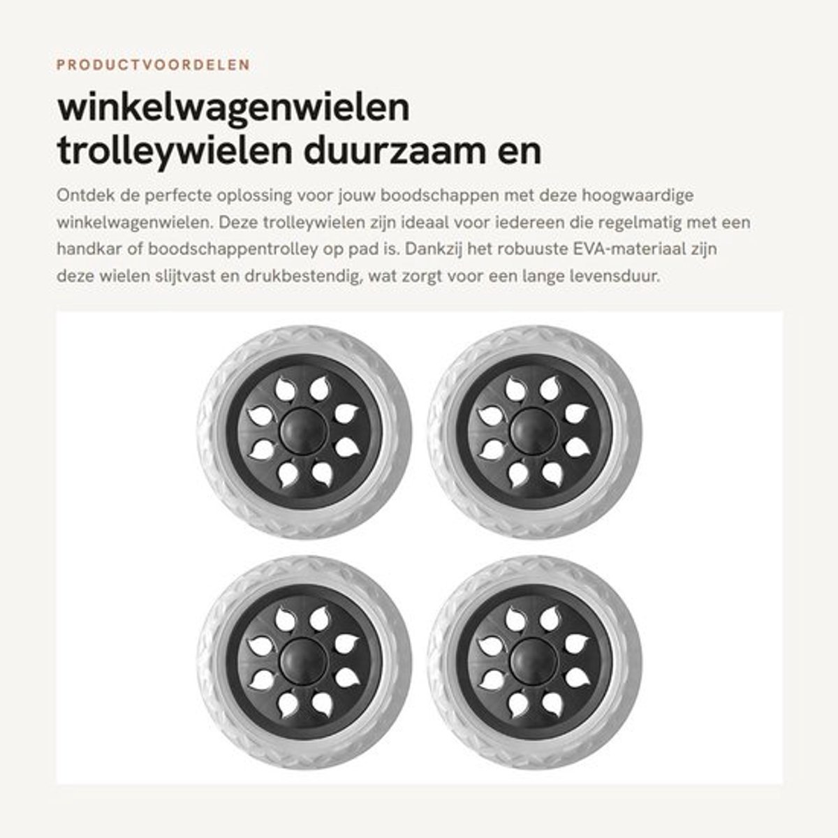 Winkelwagenwielen 16 cm - Trolleywielen - Reserveboodschappenwielen - Kunststof Kern - Schuimwielen - Duurzaam EVA-Materiaal