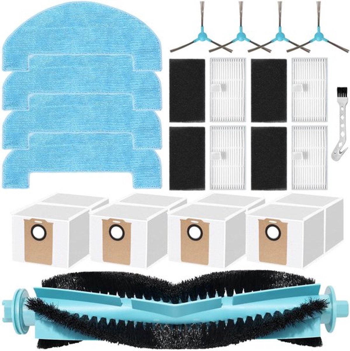 Robotaccessoires 18 stuks - Hoofdborstel - Stofzakken - HEPA-filters - Schoonmaakdoeken - Zijborstels - Stofzuigeraccessoires