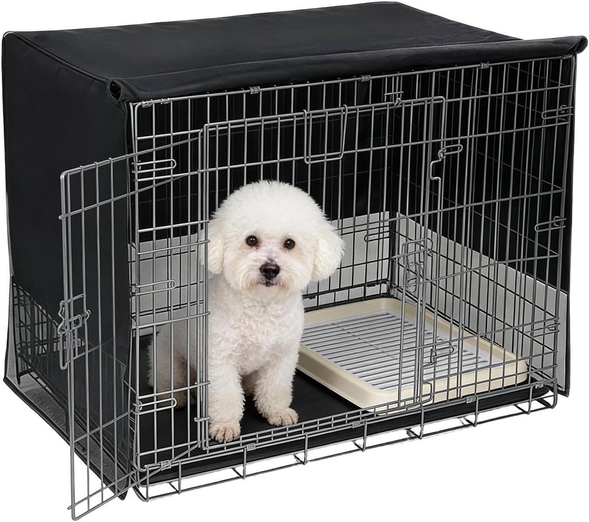 Hondenkooi Cover - Hondenkennel Beschermhoes - Privacy en Rust Creëren - Waterdicht Oxford Doek - 42 inch - Zwart
