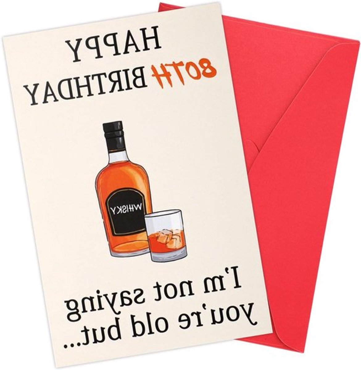 Grappige Whiskey Verjaardagskaart voor 80e Verjaardag - Unieke Verjaardagsdecoraties - Mannen Vrouwen Echtgenoot Vrouw - Gelukkige Verjaardagskaart Cadeau - Feestartikelen