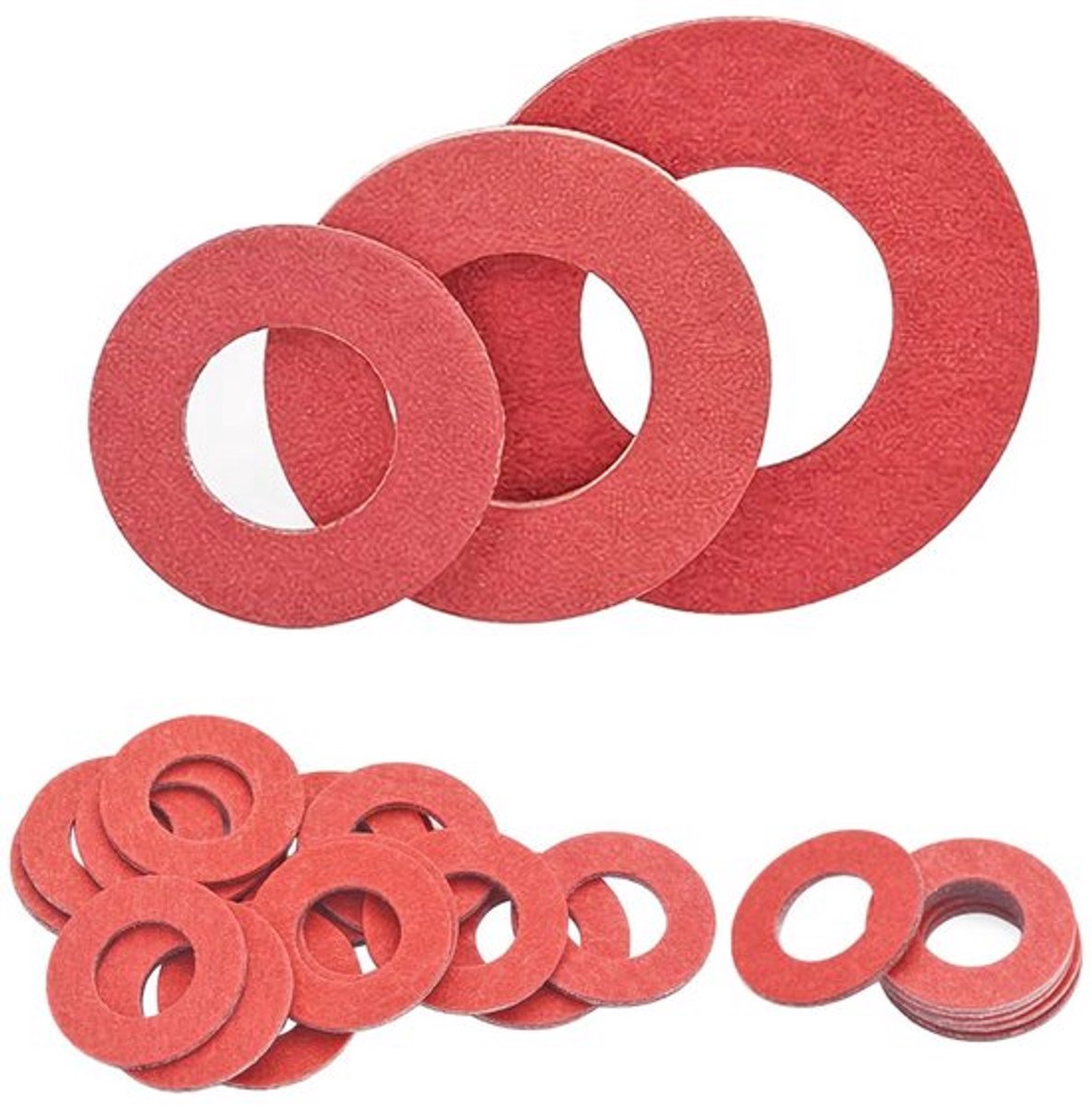 100 stuks Vezelschijven voor M3 x 7 x 1 mm Sluitringen - Papiervezel - Rood Staal - O-ring - Platte Vezels