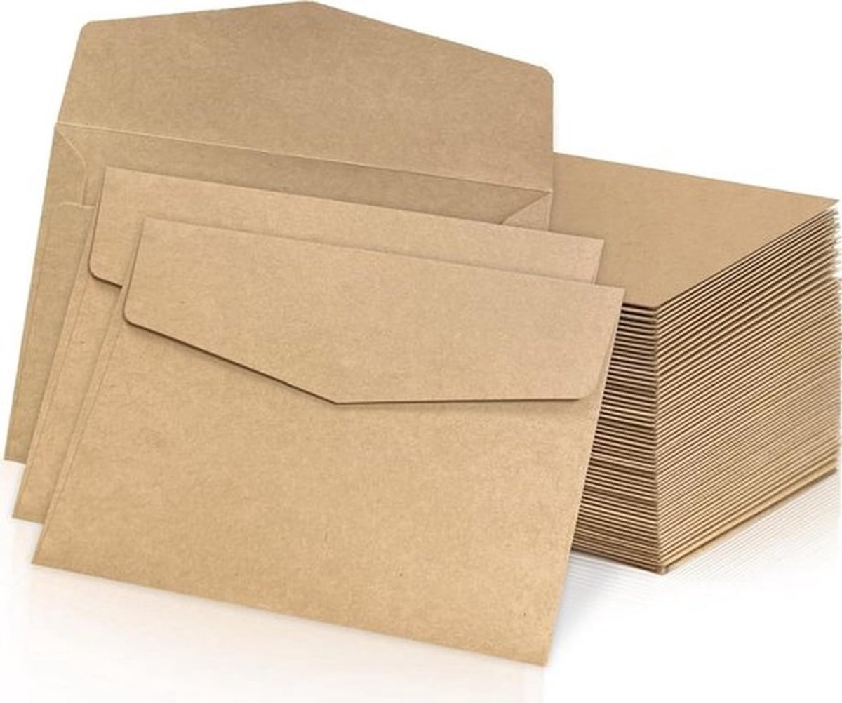55 stuks Kraftpapier Enveloppen DIN C6 voor Ansichtkaarten en Wenskaarten