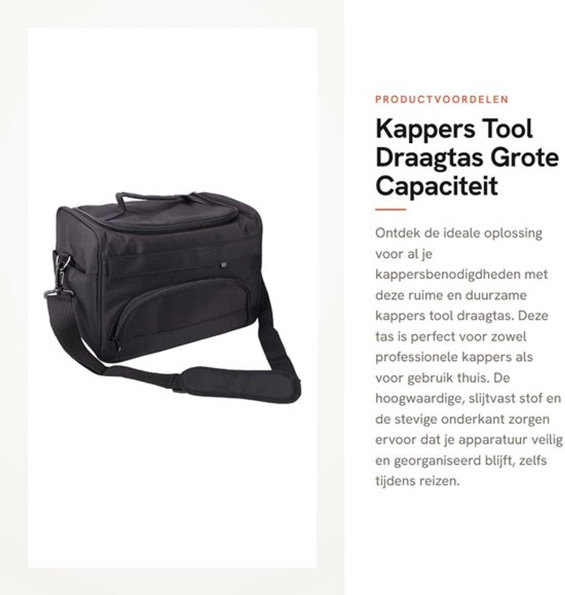 Kappers Draagtas Grote Capaciteit - Slijtvast Materiaal - Professionele Gereedschapstas - Meerdere Vakken - Duurzaam - Ideaal voor Reizen