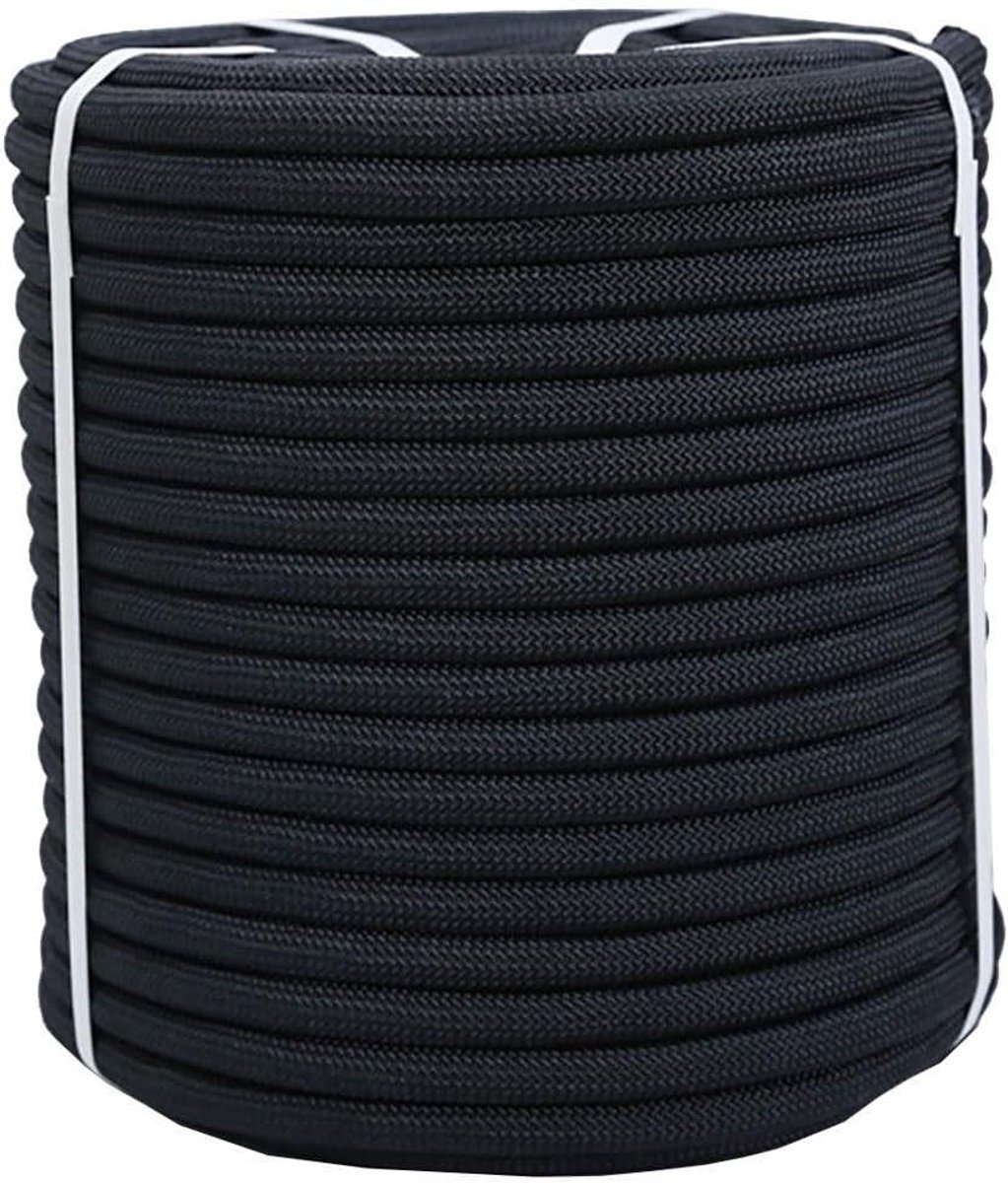 Bungee Pier Lijn - Afloop Touw - Boot Afmeren - Dubbel Gevlochten Nylon - 3/8 inch x 5 meter - Zwart