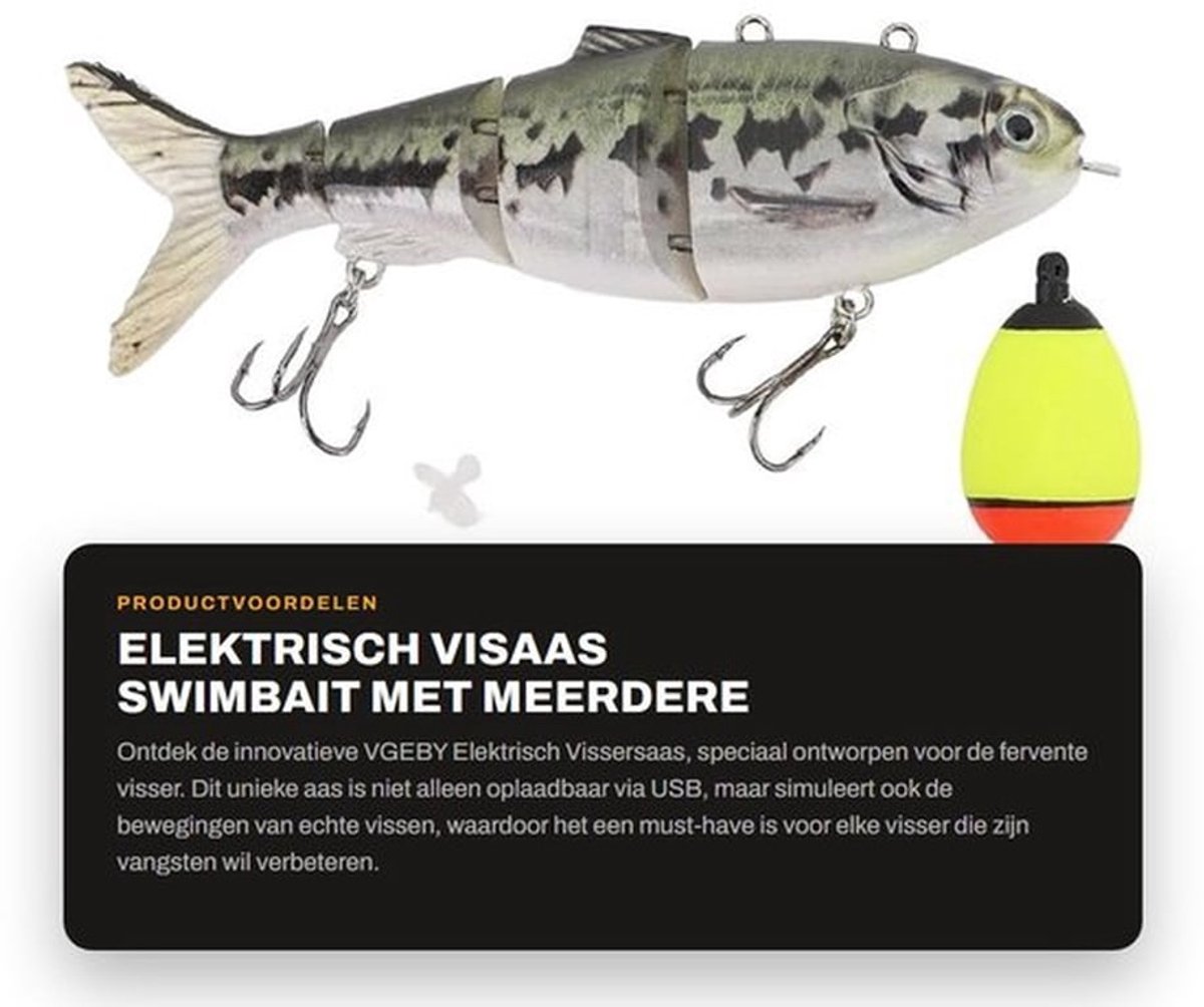 Elektrisch visaas - Swimbait met meerdere knopen - USB-oplaadbaar voor langdurig gebruik - Geschikt voor zoetwateromgevingen - Realistisc...