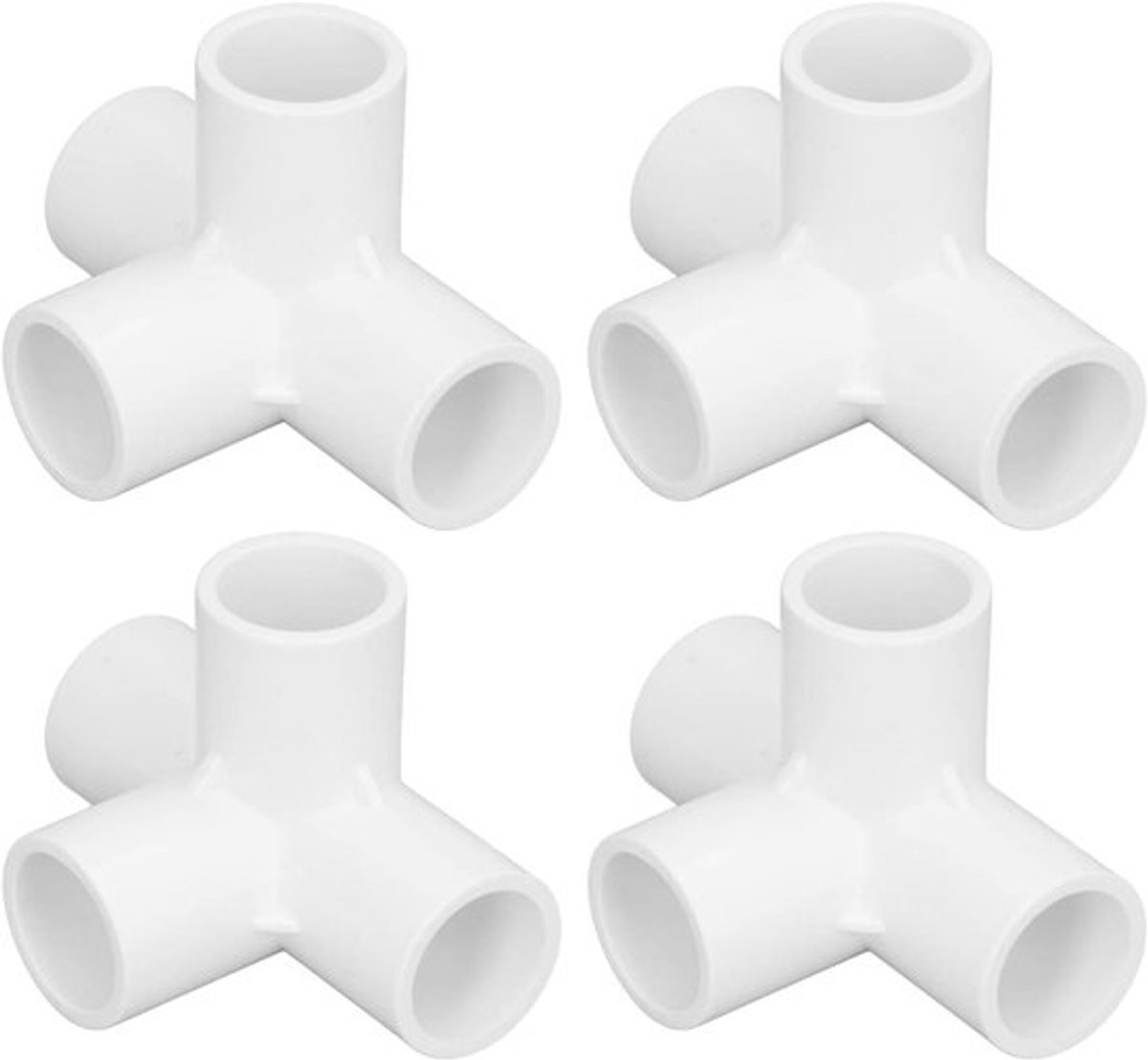 PVC Elleboog Fittingen 10 Pack 25mm 4 Way Pijp Connector voor DIY Plank Tuin Ondersteuning Structuur - Wit