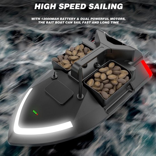 RC Voerboot - Visaasboot Visboot - Vissen met aas - GPS positionering - 31 cm - Zwart — afbeelding 3