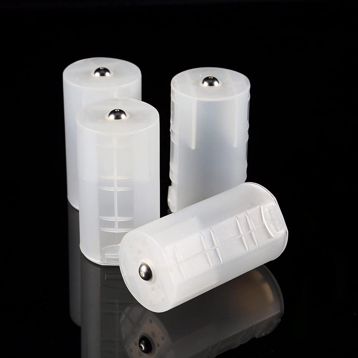 Batterij Adapter - Converter Houder - Elektronica Gebruik - Converteert AA naar D - 4 Stuks - Transparant