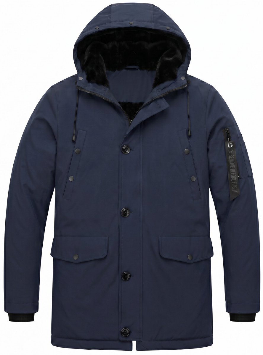 Parka Heren Winterjas - Winterjas Heren - LF7103 - Blauw - Maat XL