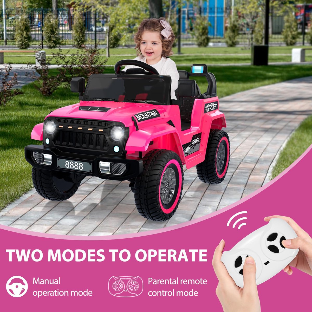SnelShoppen - Elektrische Auto voor Kinderen 12V met Afstandsbediening, Bluetooth, Muziek, Claxon, Koplamp - Kindervoertuig voor Buiten, 3-6,5 km/u -