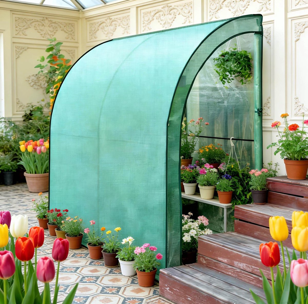 HAUSS SPOLE Tunnelkas – 200 x 100 x 210 Cm – Met 2 Deuren En Boogdak – Staal En Polyetheen – Groen – Voor Tuin En Kweek
