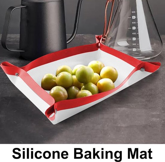 Siliconen Bakmat - Herbruikbare bakplaat - Bakken van lekkernijen - Antiaanbaklaag - 41.5 x 24.5 cm - Rode rand — afbeelding 4