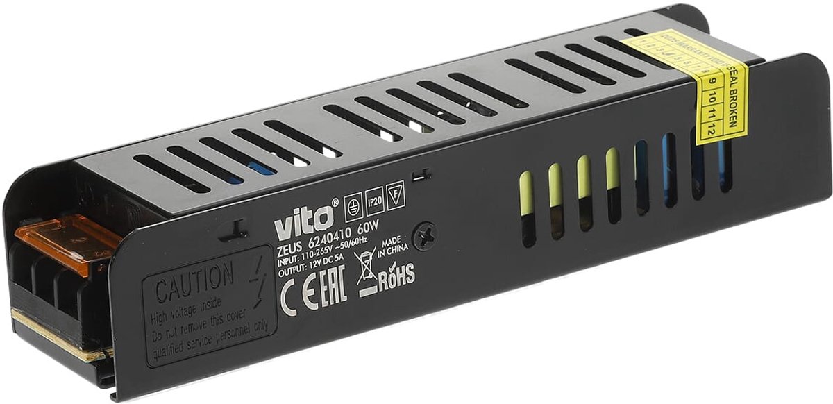 VITO Zeus - LED Transformator 12V 60W 5A - Compact - IP20 - LED Strip Voeding 12V - LED Trafo