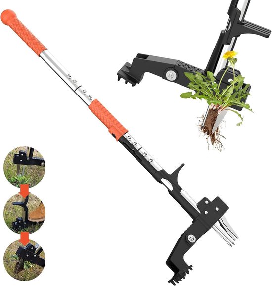 Onkruidtrekker Lange Steel - Staande Weder Tuinweder - Onkruid Verwijderen - Verstelbare Handgreep - 100 cm - Grijs — afbeelding 3